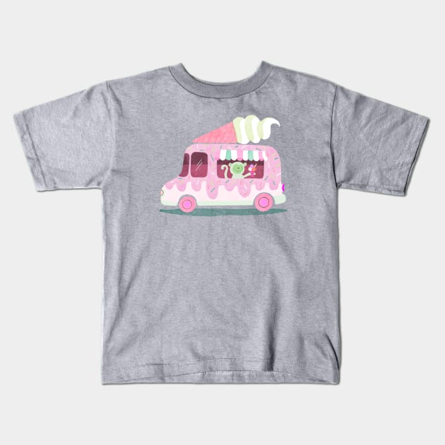 Ice Cream Truck Kids T-Shirt by Rebelform